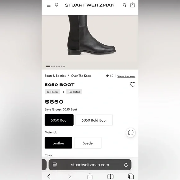 Stuart Weitzman 5050 Leather Over-the-Knee Boot - Picture 3 of 10